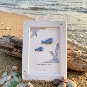 Cuadro con vidrio Ballenas – Hecho a mano
