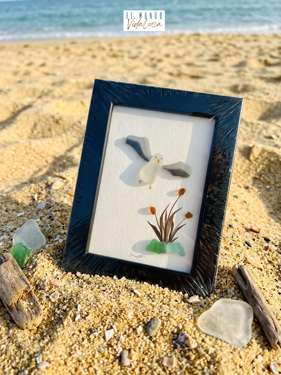 Cuadro con vidrio Gaviota – Hecho a mano